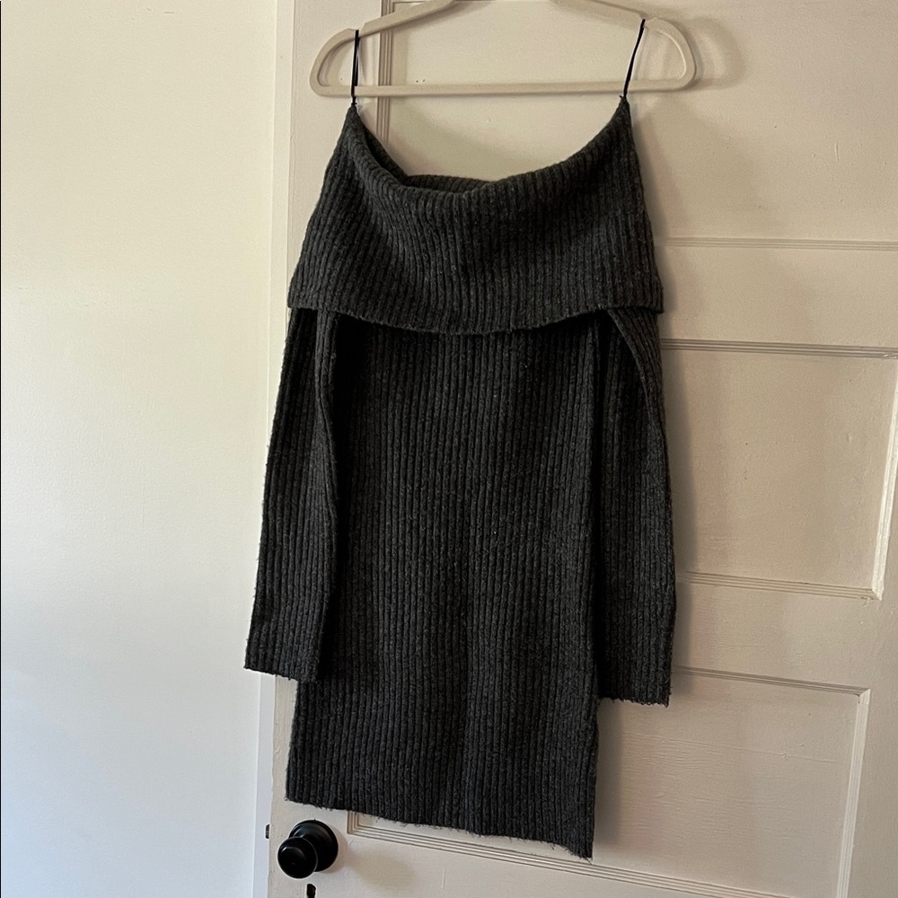 OAK + FORT Charcoal Off-Shoulder Sweater Dress